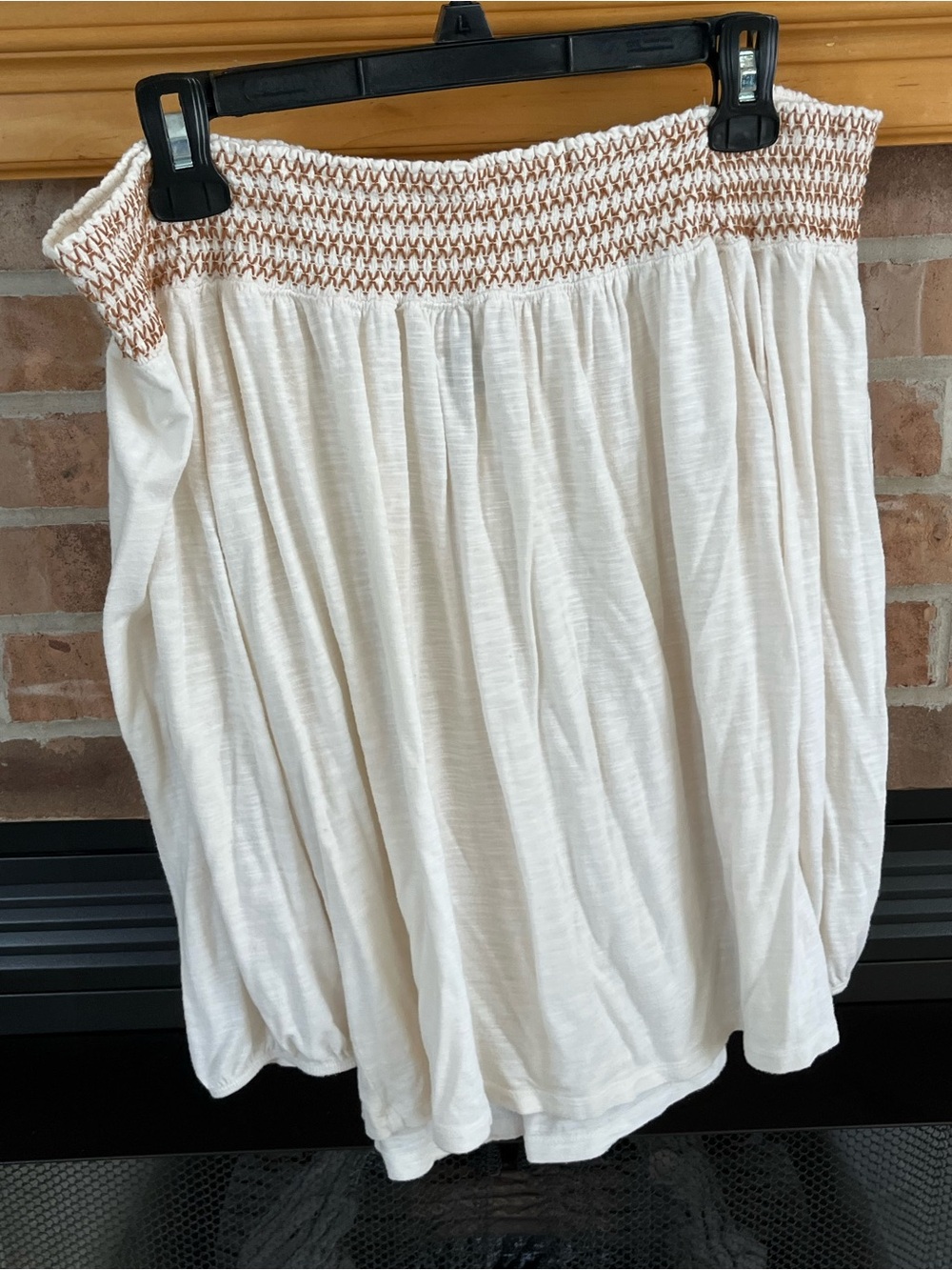 Old Navy Cream Smocked Tube Top with Tan Stitching